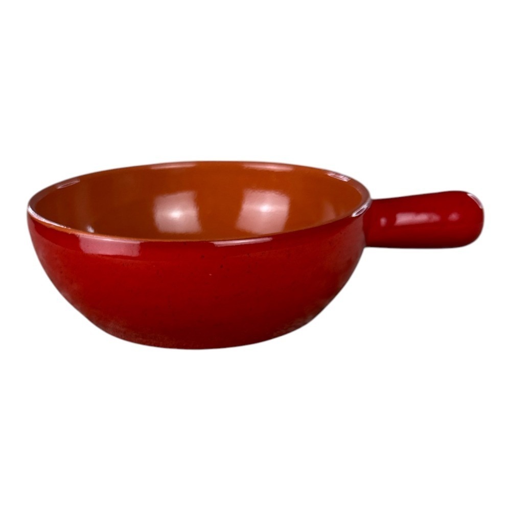 De Silva Italian Terracotta Soup Bowl Red Glazed Pottery Handmade Italy 9" Vtg‎